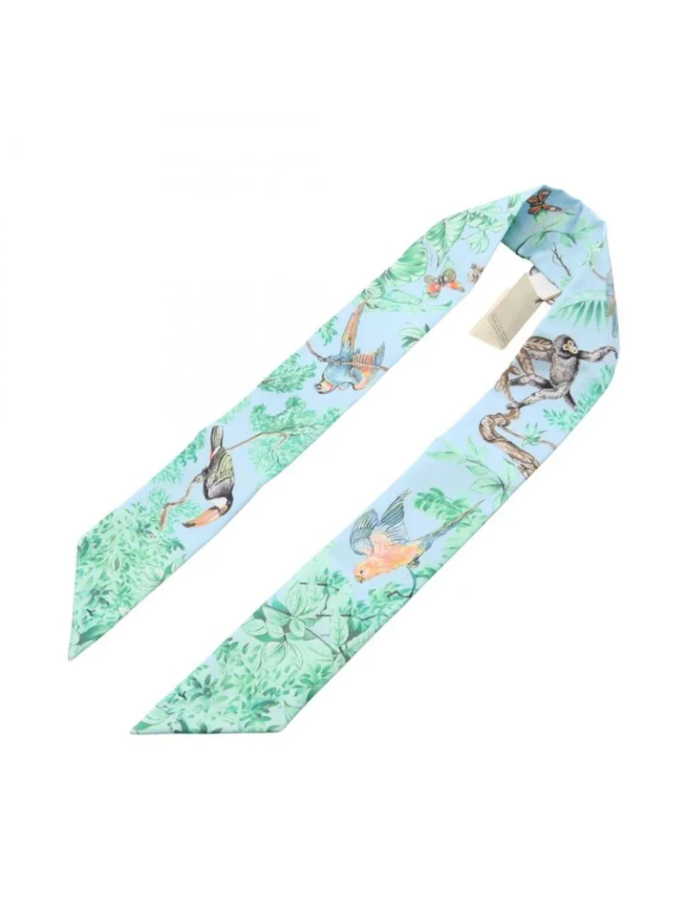 Hermes Scarf Twilly Equateur Ribbon Blue Silk